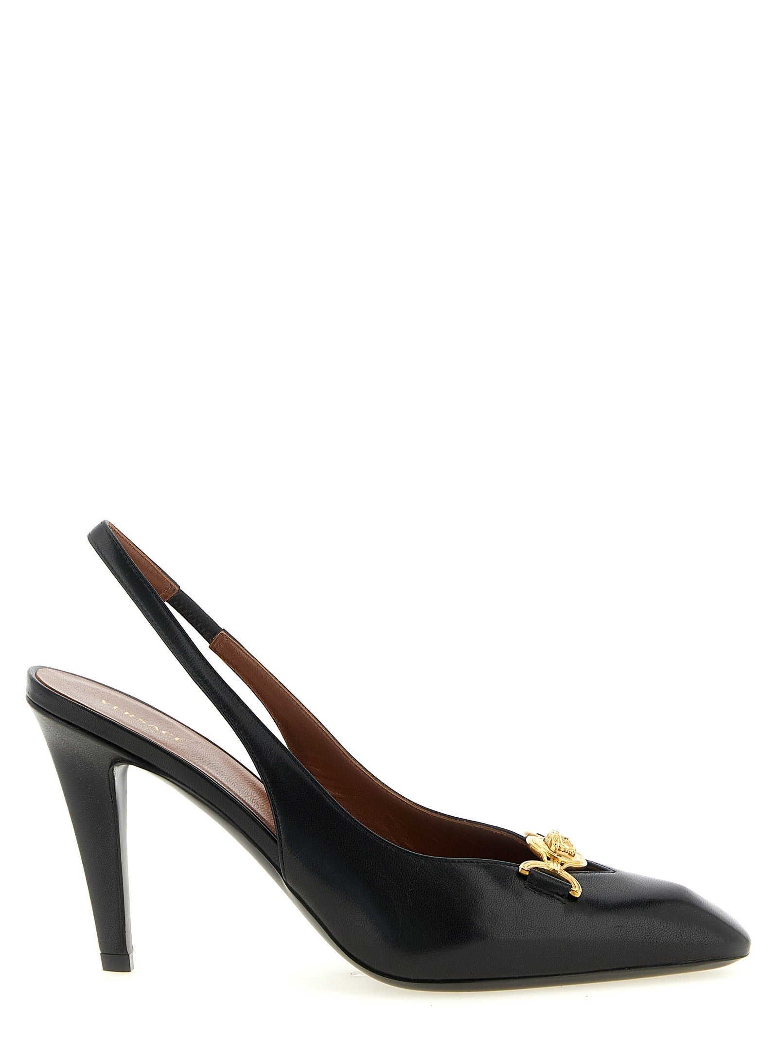 Versace La Medusa Leather Slingbacks Black
