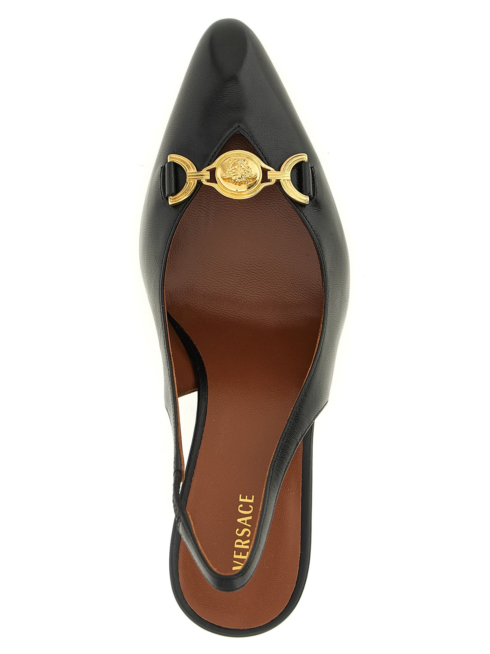 Versace La Medusa Leather Slingbacks Black