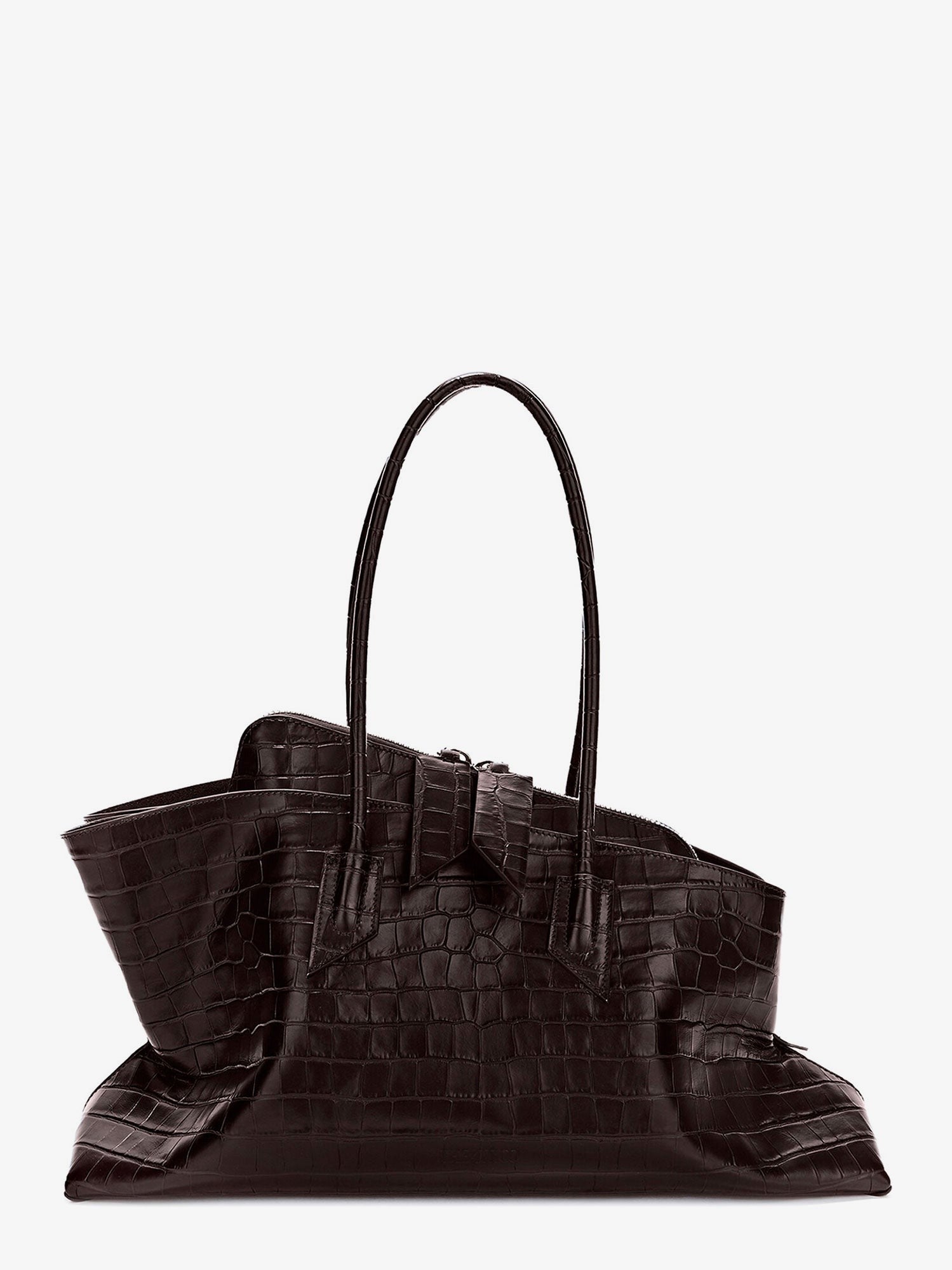 The Attico Women's La Passeggiata Medium Croc Effect Leather Shoulder Bag Brown