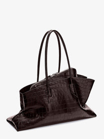 The Attico Women's La Passeggiata Medium Croc Effect Leather Shoulder Bag Brown