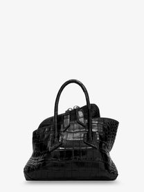 The Attico Women's La Passeggiata Mini Croco Effect Leather Handbag Black