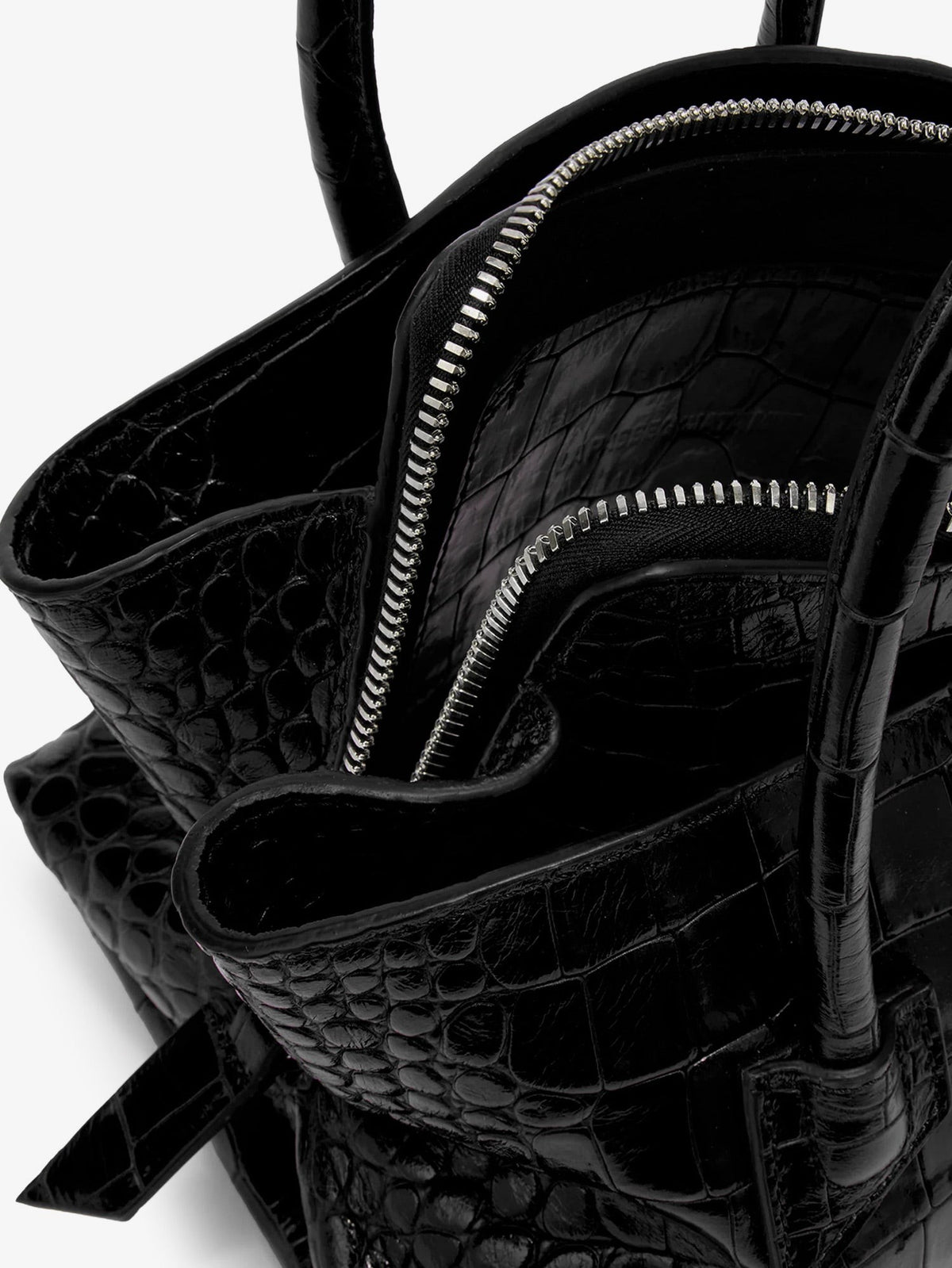 The Attico Women's La Passeggiata Mini Croco Effect Leather Handbag Black