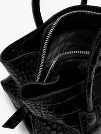 The Attico Women's La Passeggiata Mini Croco Effect Leather Handbag Black