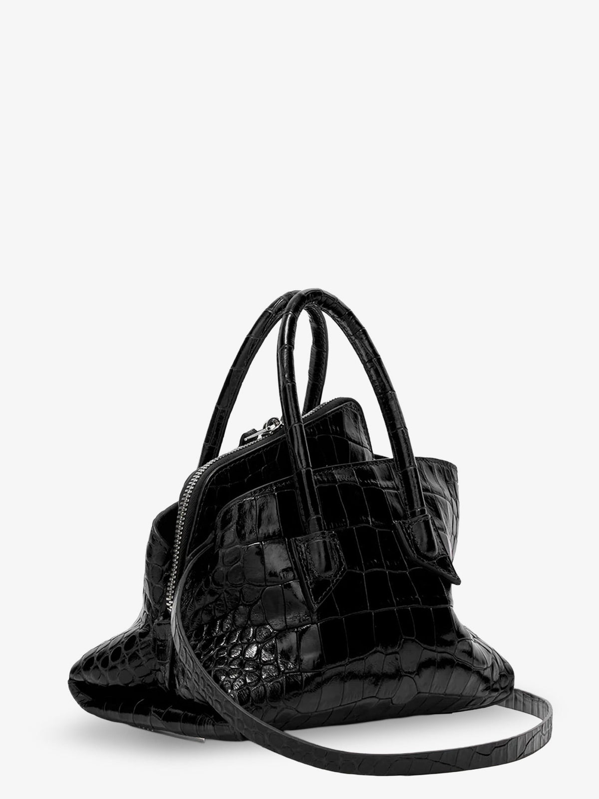 The Attico Women's La Passeggiata Mini Croco Effect Leather Handbag Black