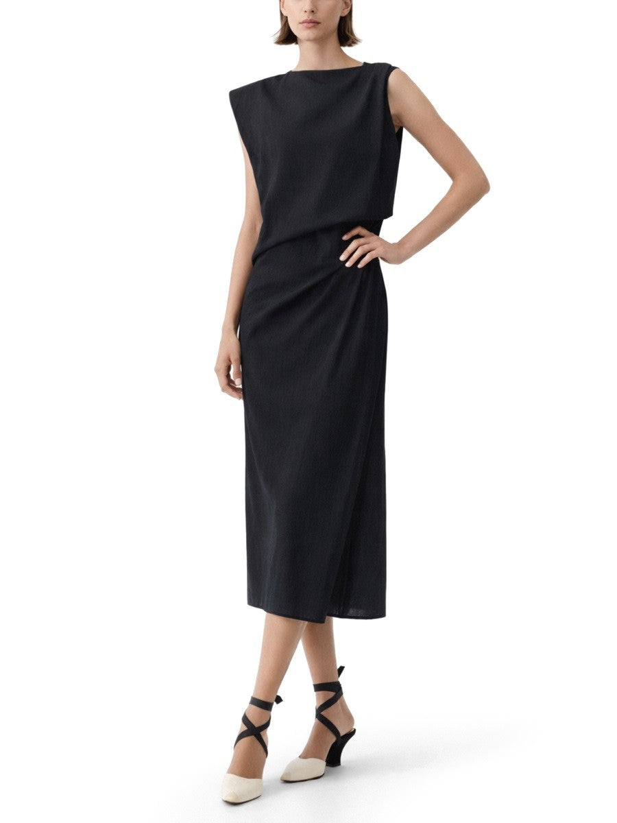JACQUEMUS Women's LA Robe Drap Midi Dress Black