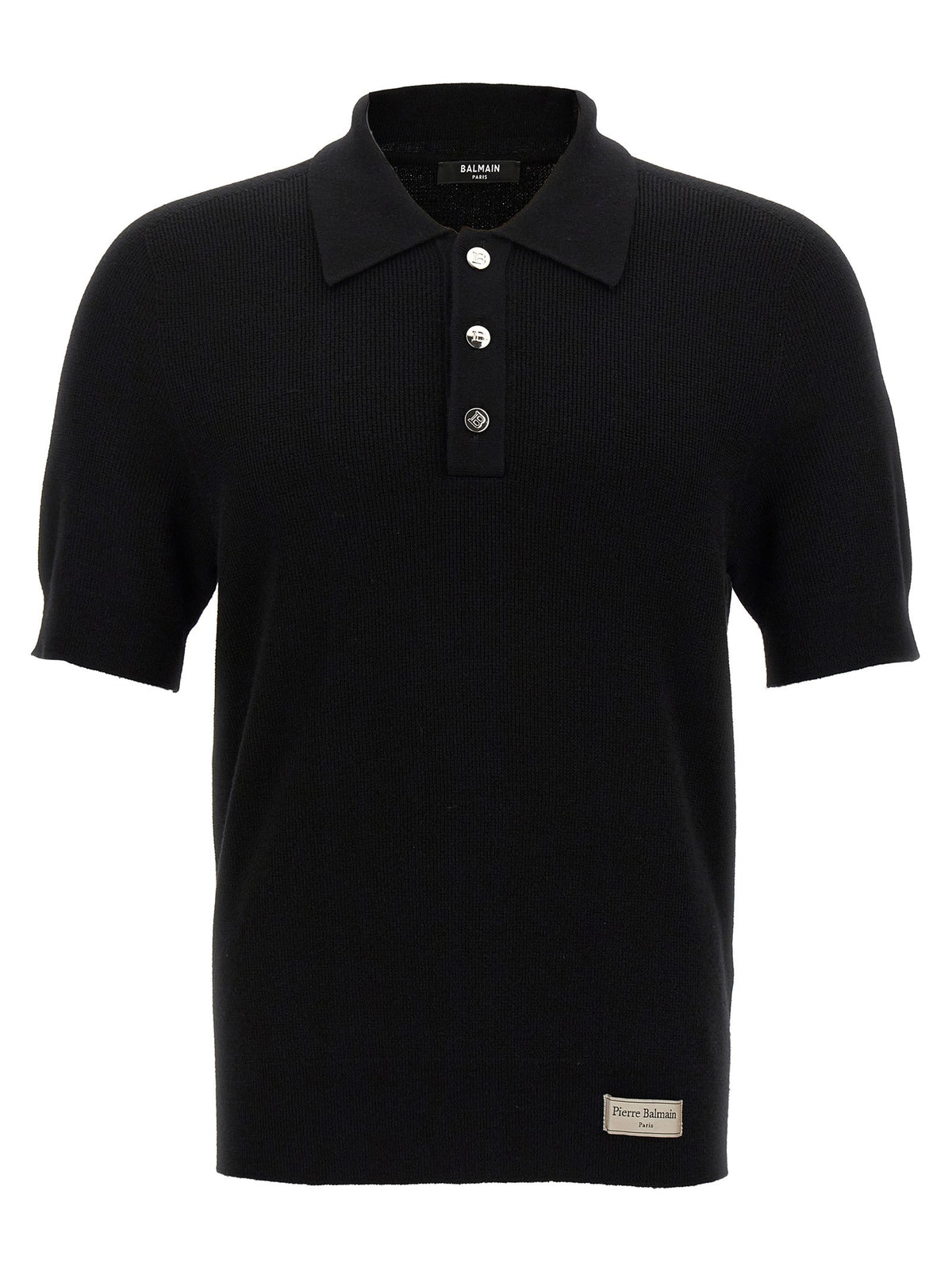 Balmain Label Polo Shirt Black