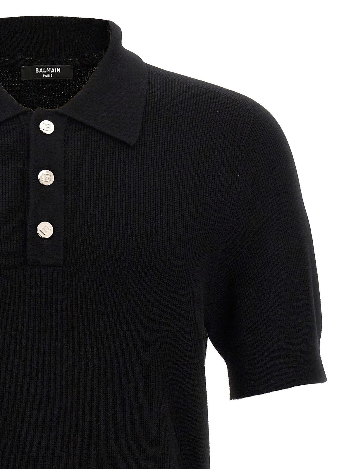 Balmain Label Polo Shirt Black, view 3