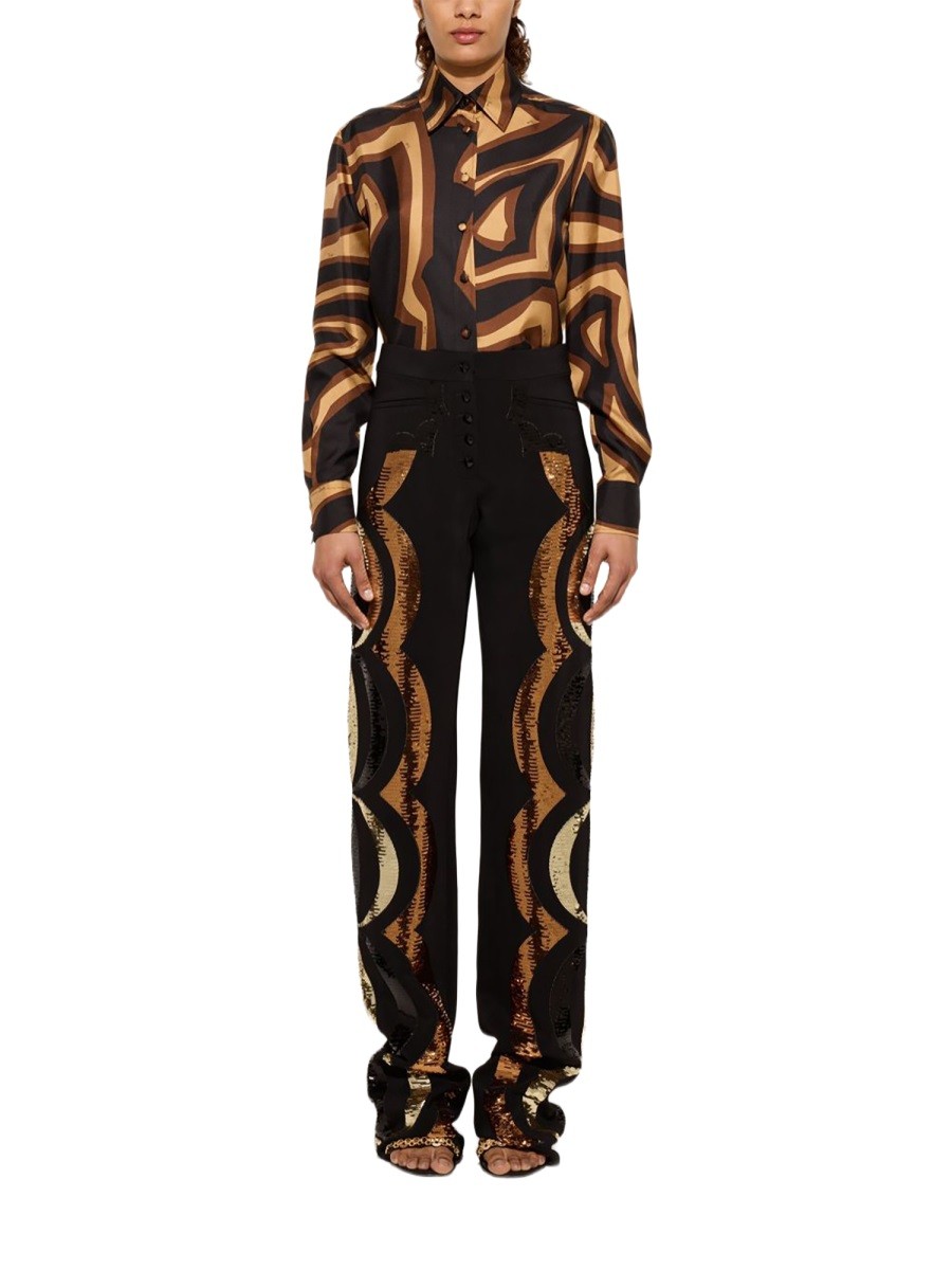Pucci Women's Labyrinth Print Silk Shirt Black