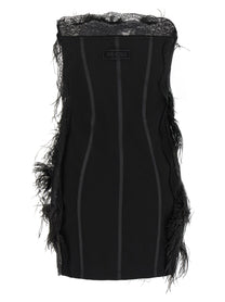 The Attico Lace and Feather Dress Black