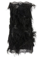 The Attico Lace and Feather Dress Black