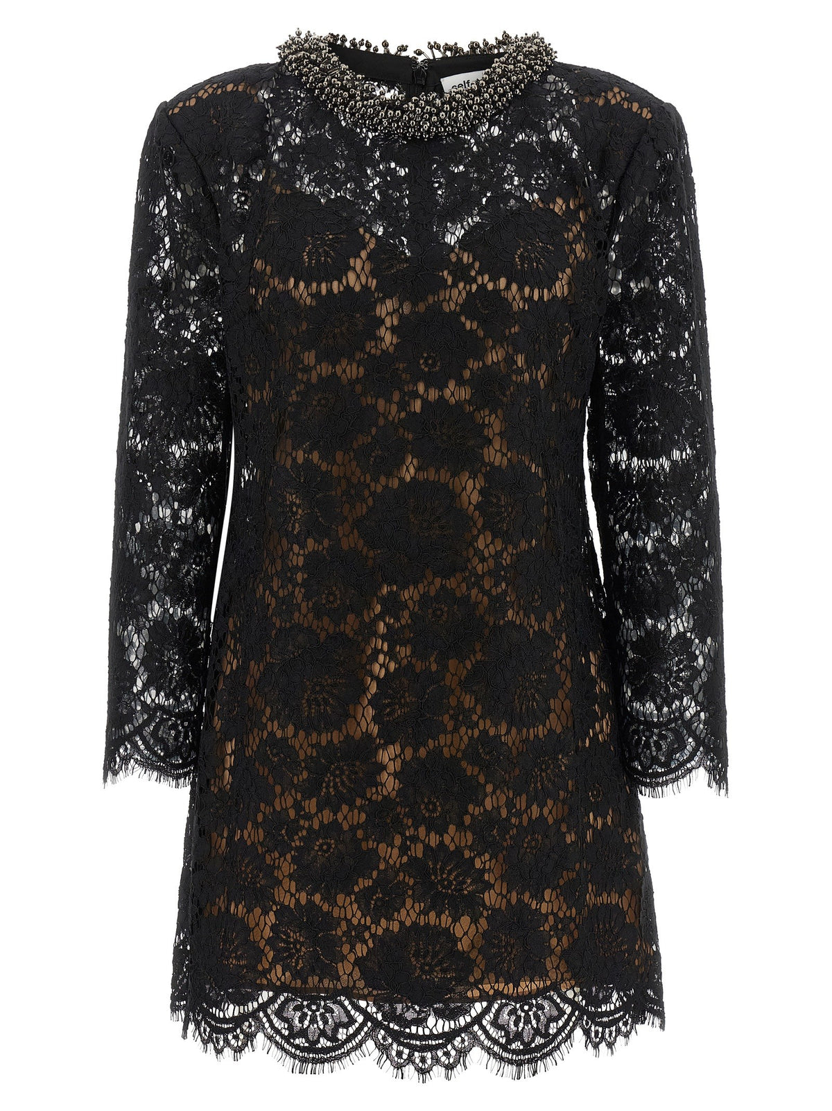 self-portrait Women's Black Lace Mini Dress Black