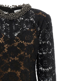 self-portrait Women's Black Lace Mini Dress Black