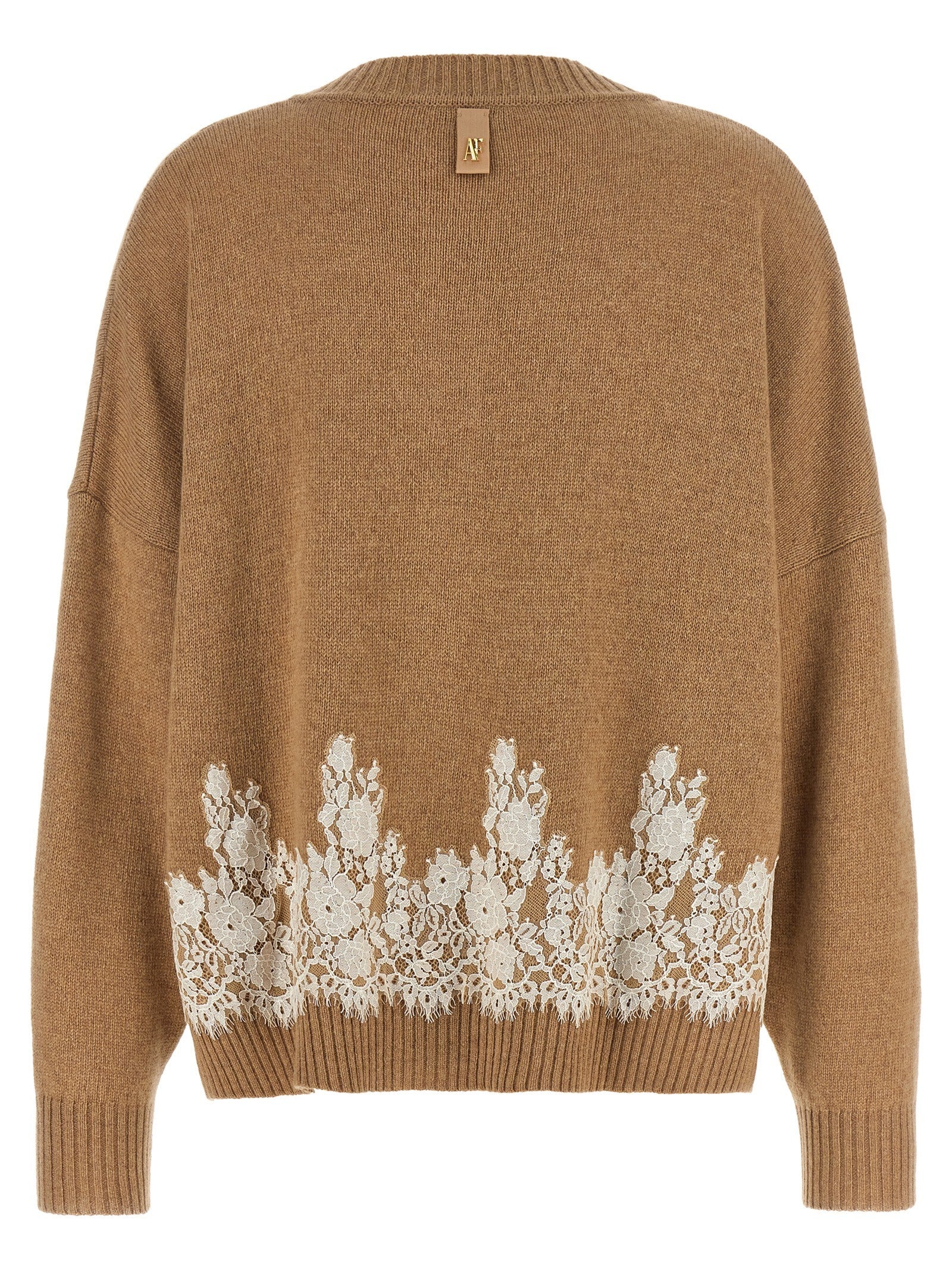 Alberta Ferretti Lace Insert Cardigan Brown