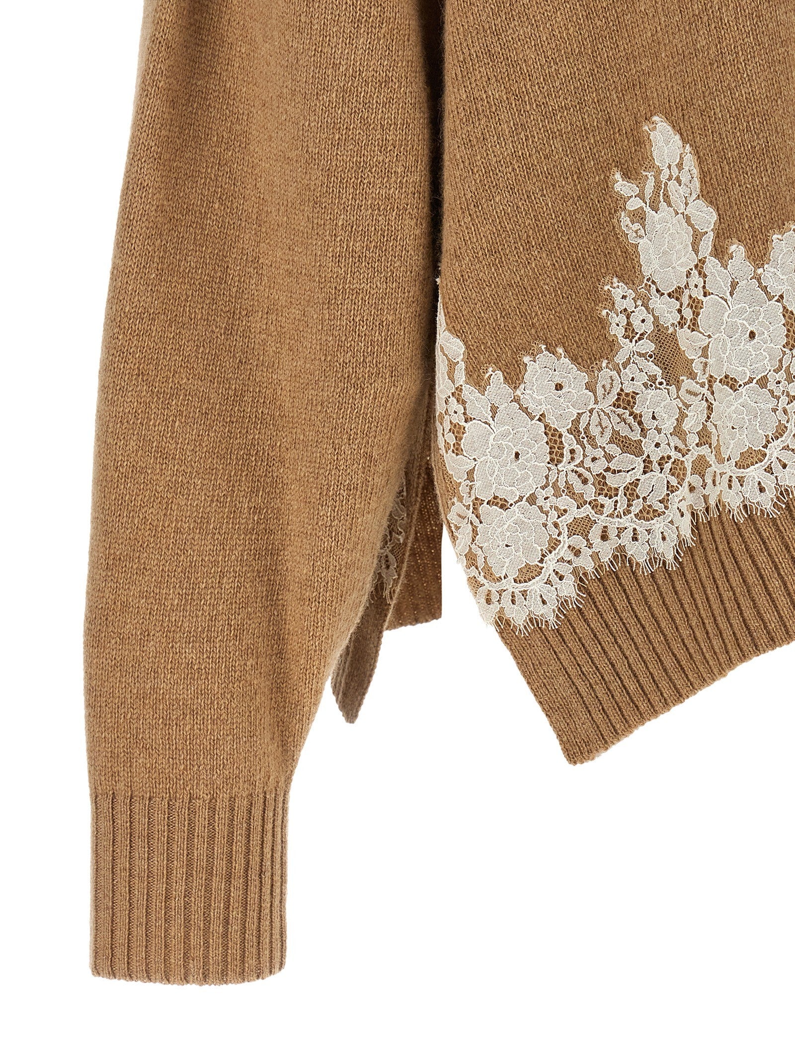 Alberta Ferretti Lace Insert Cardigan Brown