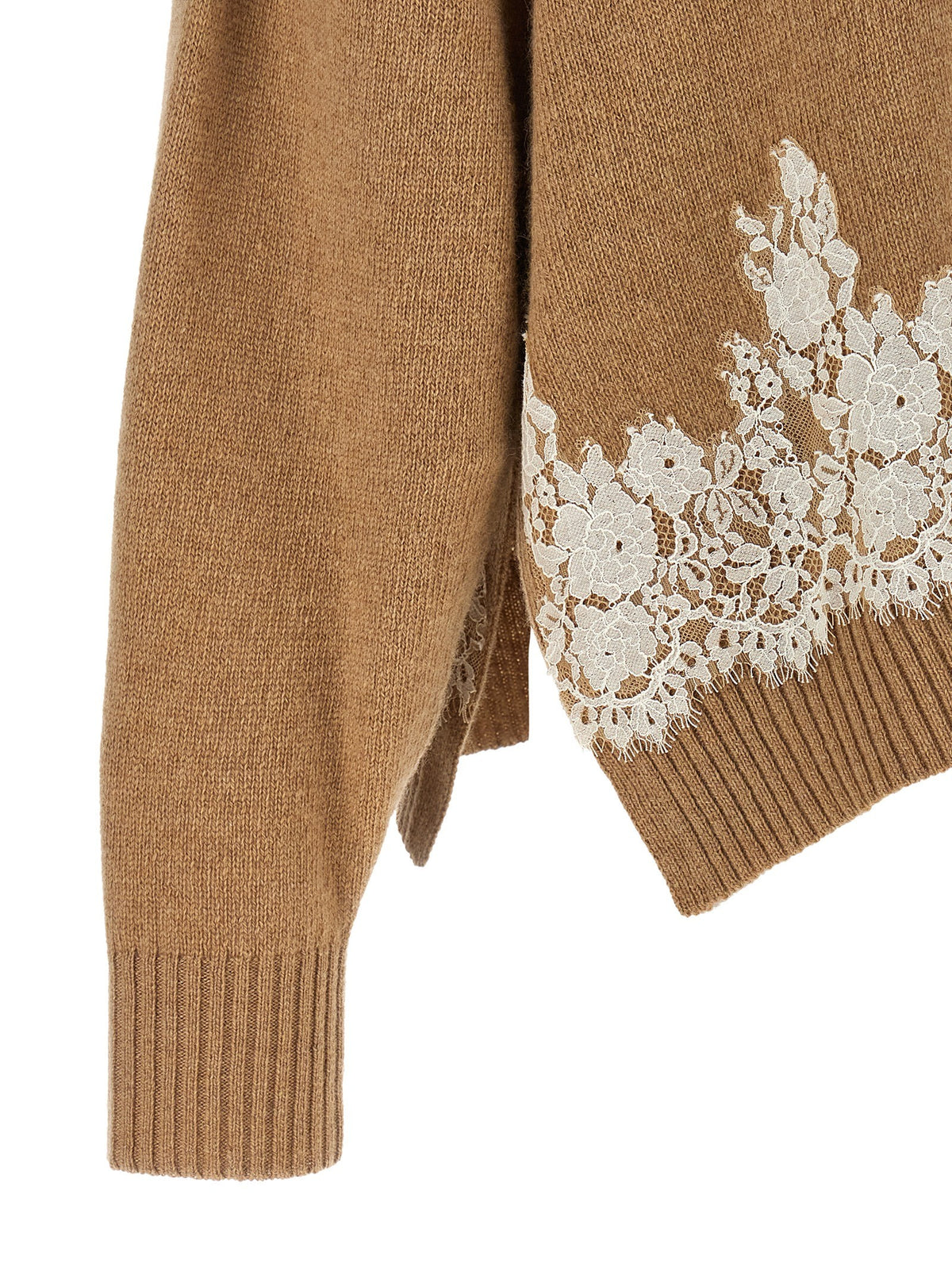 Alberta Ferretti Lace Insert Cardigan Brown, view 4