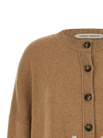 Alberta Ferretti Lace Insert Cardigan Brown