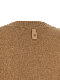 Alberta Ferretti Lace Insert Cardigan Brown