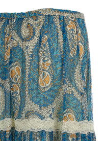 ETRO Lace Insert Skirt Blue