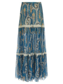 ETRO Lace Insert Skirt Blue
