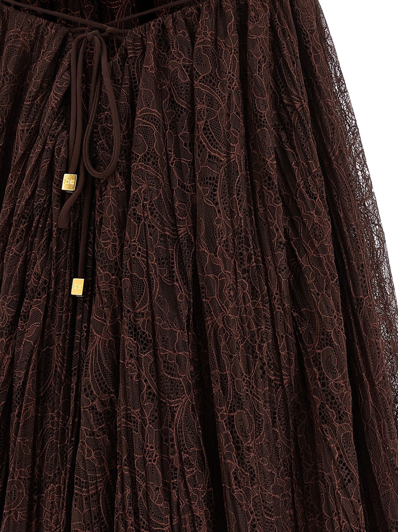 Elisabetta Franchi Lace Mini Dress Brown