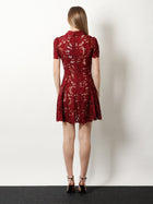 self-portrait Women's Lace Mini Dress Red, view 3
