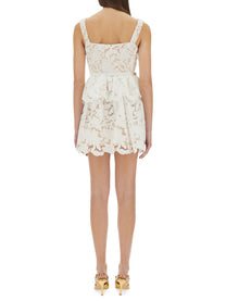 self-portrait Women's Lace Ruffle Mini Dress White self-portrait