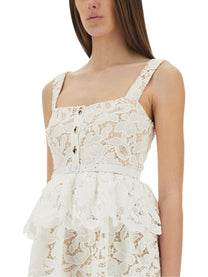 self-portrait Women's Lace Ruffle Mini Dress White self-portrait