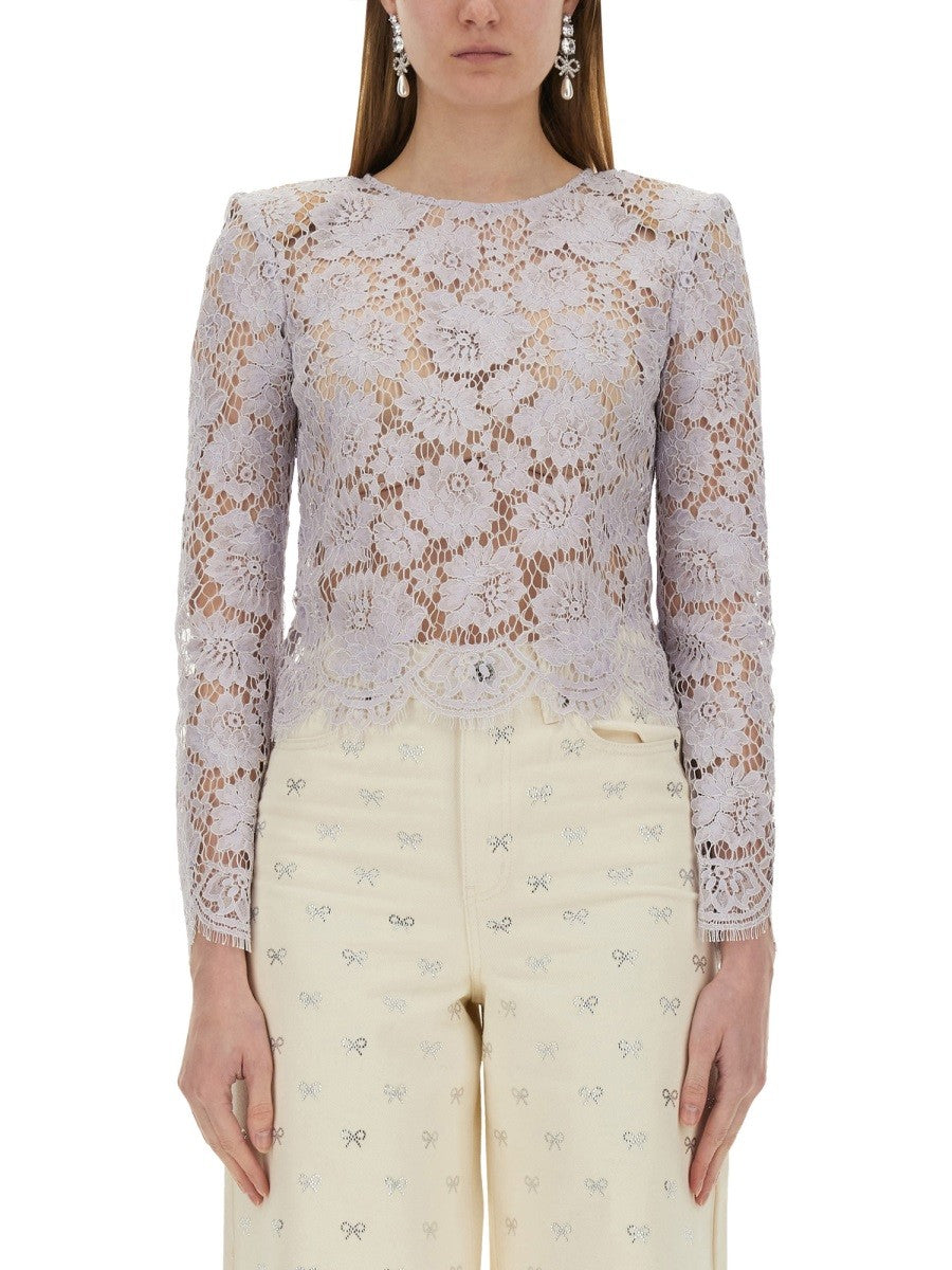 self-portrait Women's Lace Top Purple self-portrait