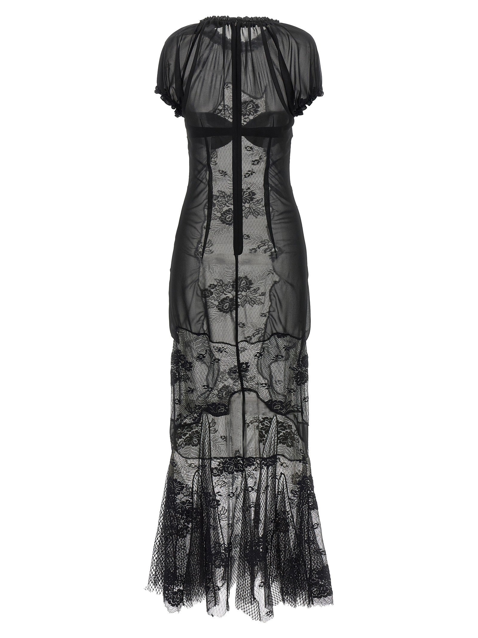 The Attico Lace Tulle Dress Black