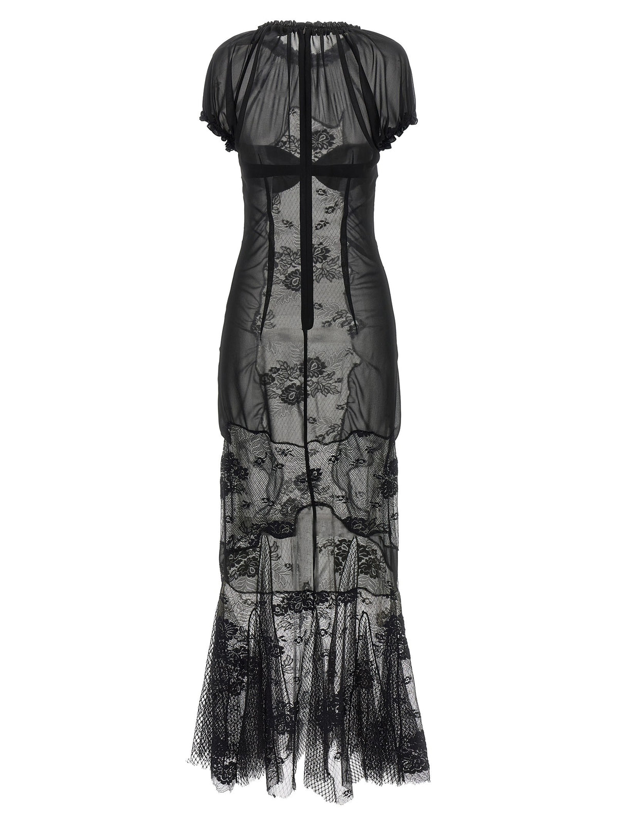 The Attico Lace Tulle Dress Black