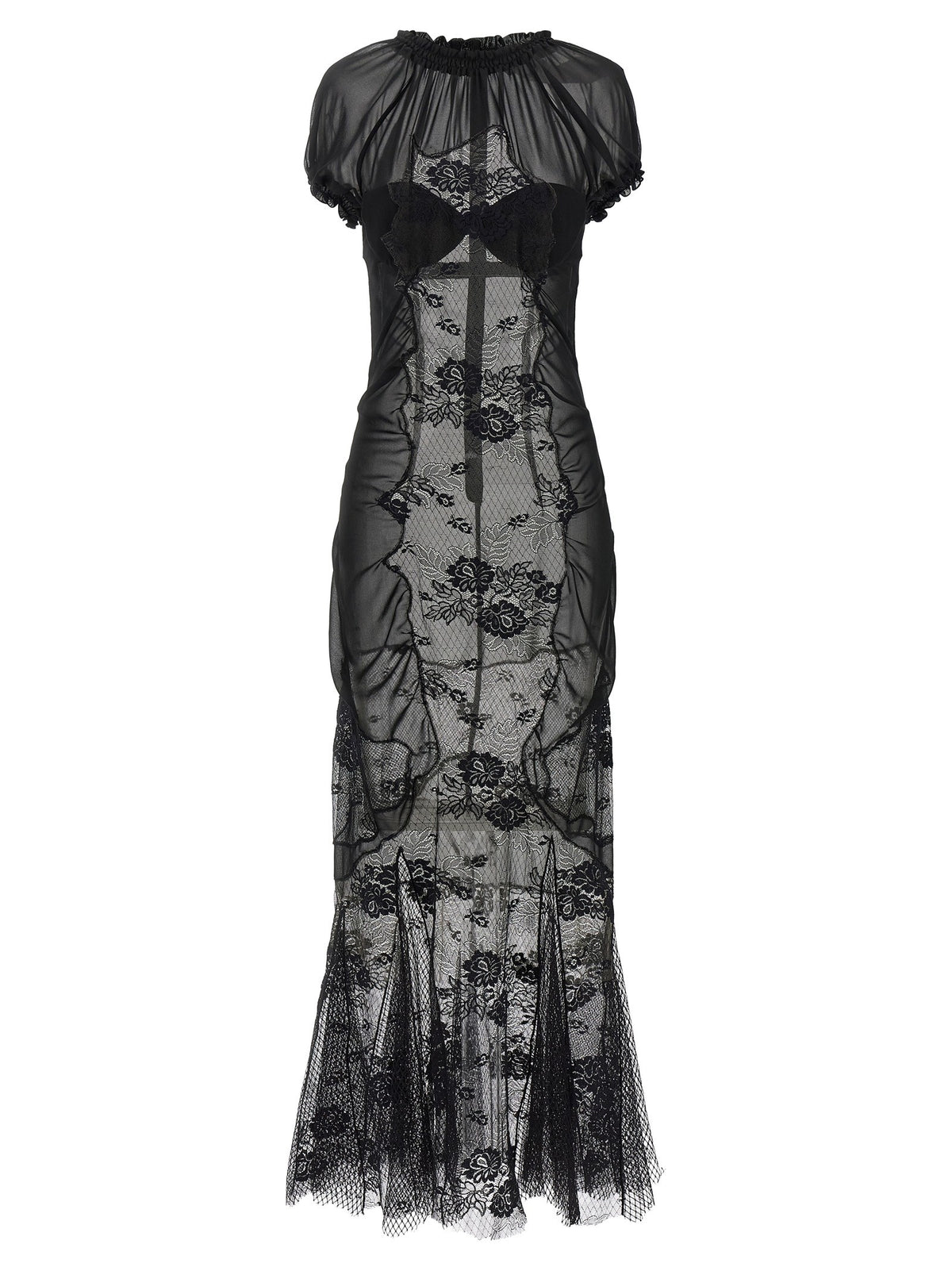 The Attico Lace Tulle Dress Black