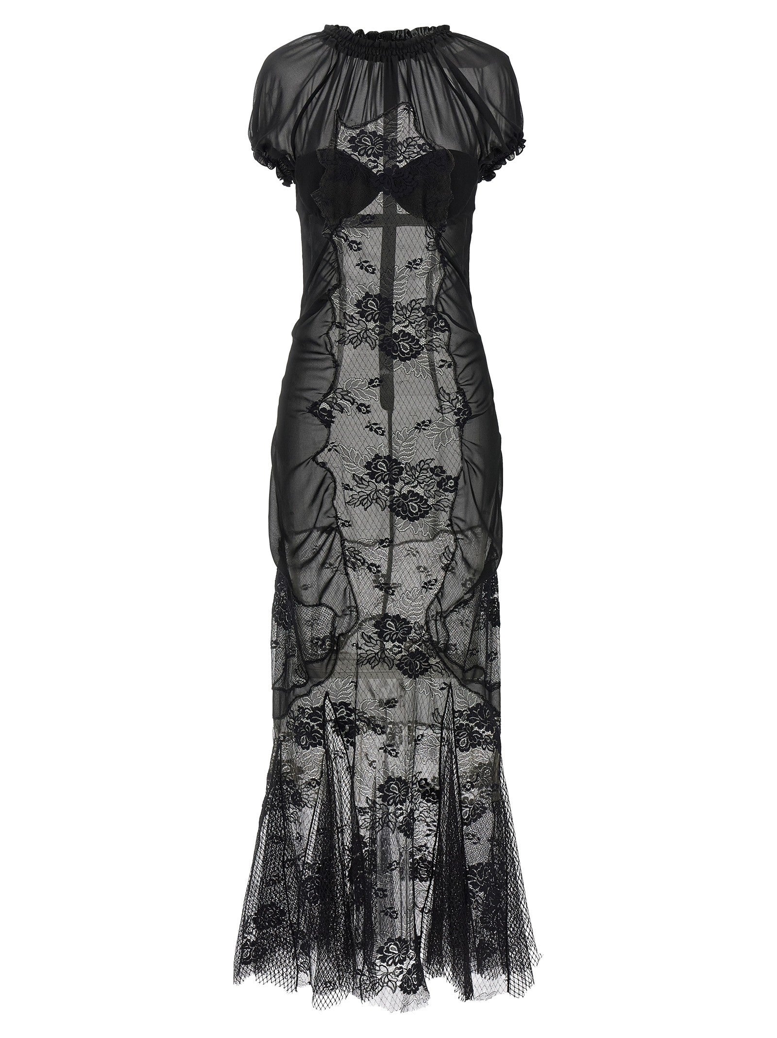 The Attico Lace Tulle Dress Black