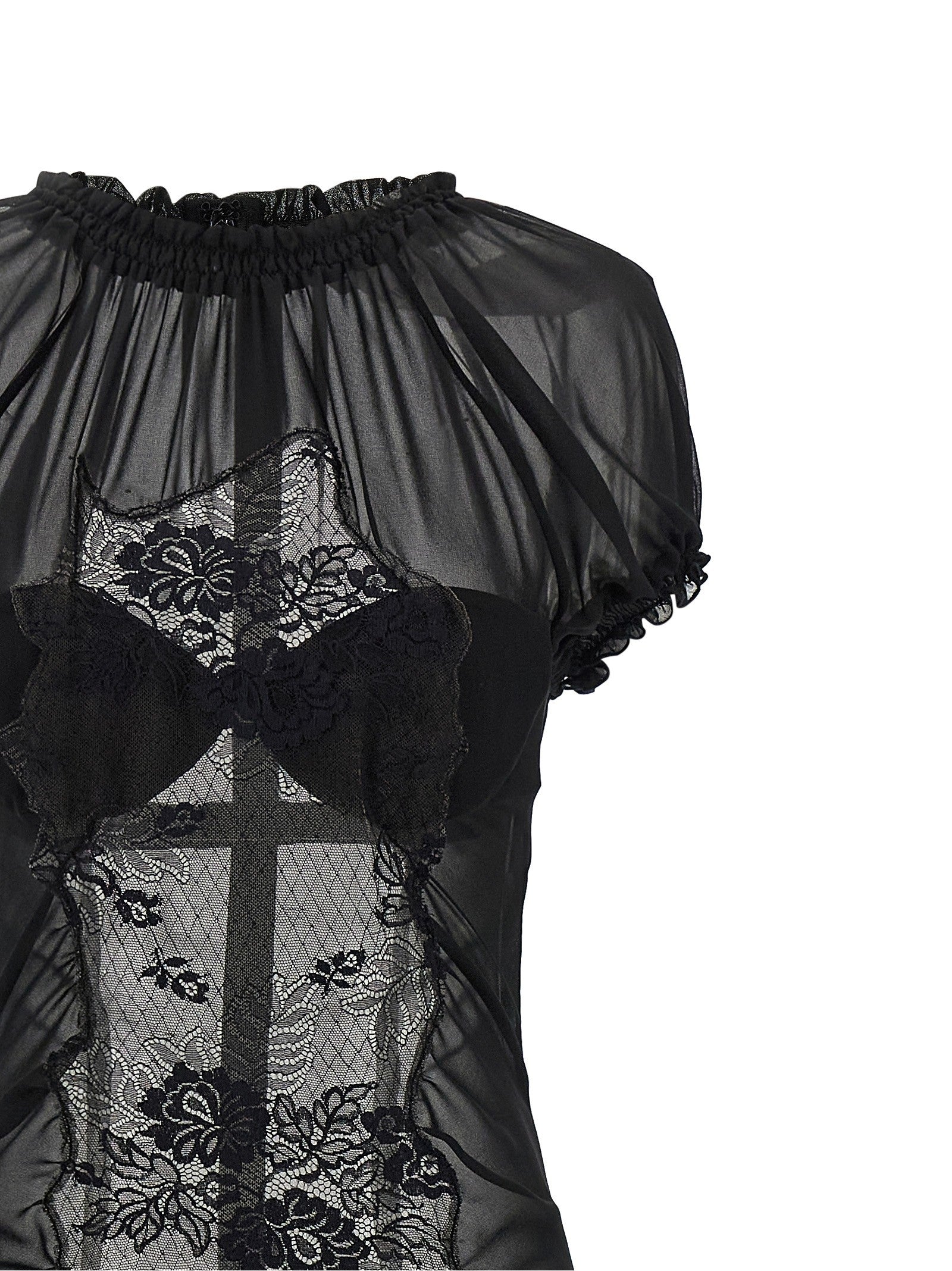 The Attico Lace Tulle Dress Black
