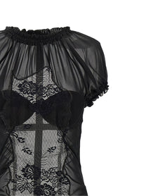 The Attico Lace Tulle Dress Black