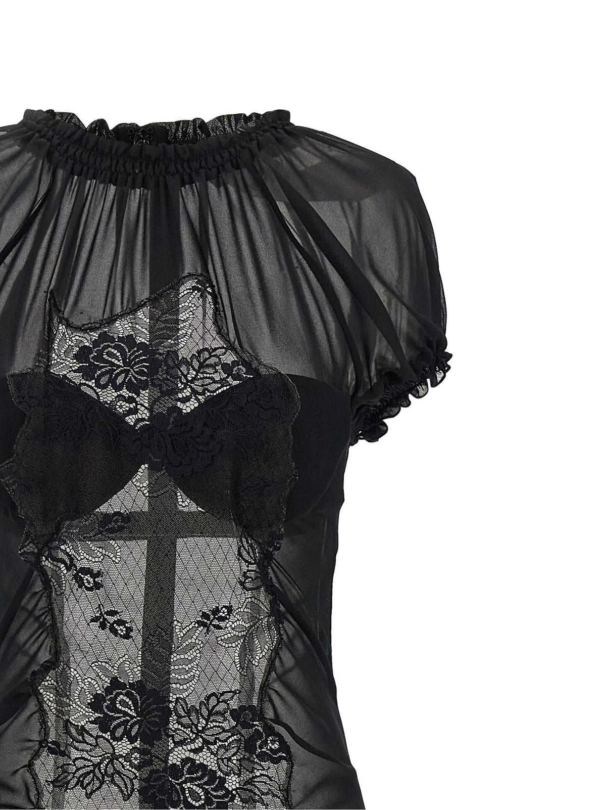 The Attico Lace Tulle Dress Black