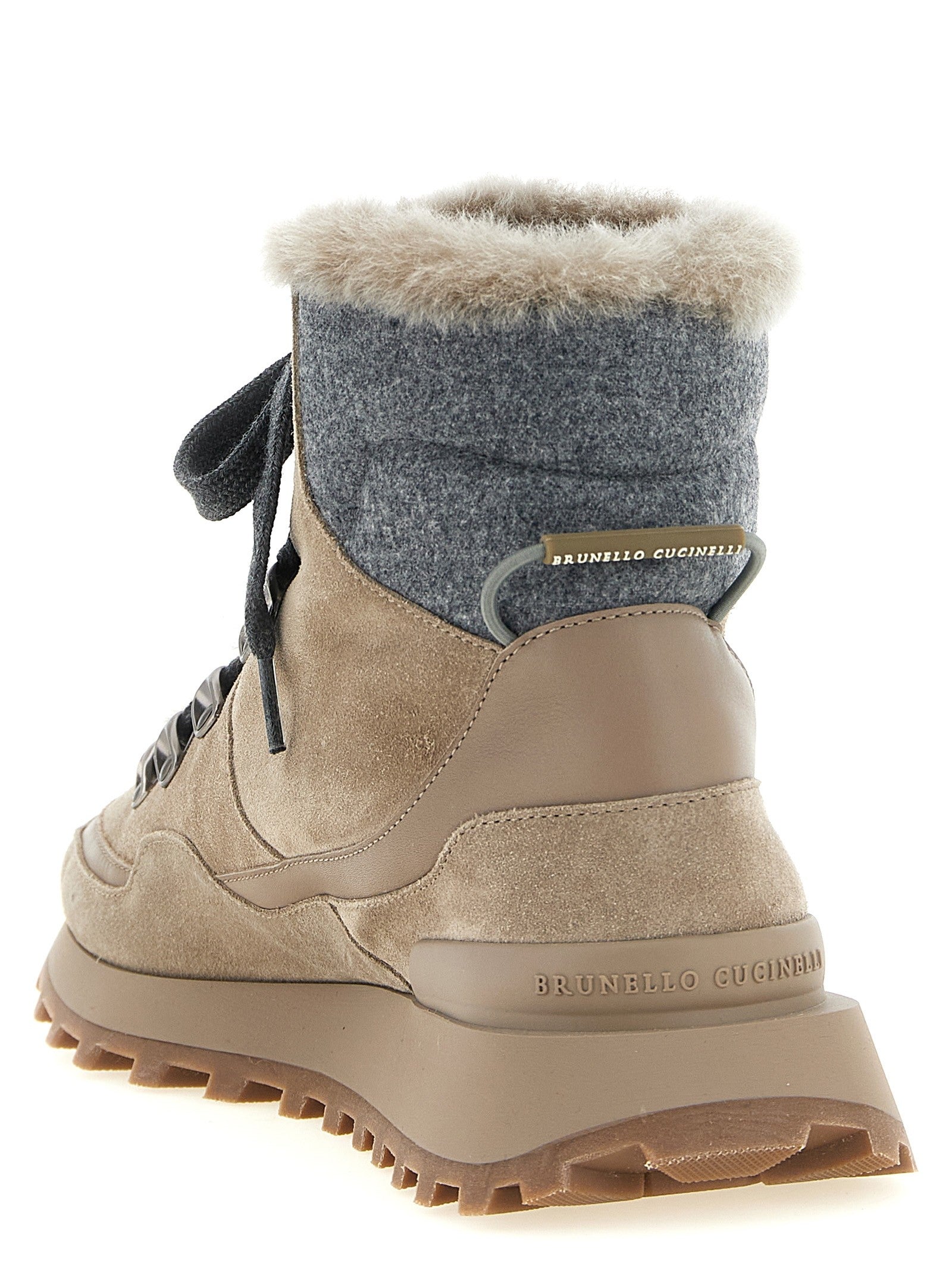 Brunello Cucinelli Lace up Ankle Boots Beige