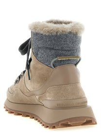 Brunello Cucinelli Lace up Ankle Boots Beige