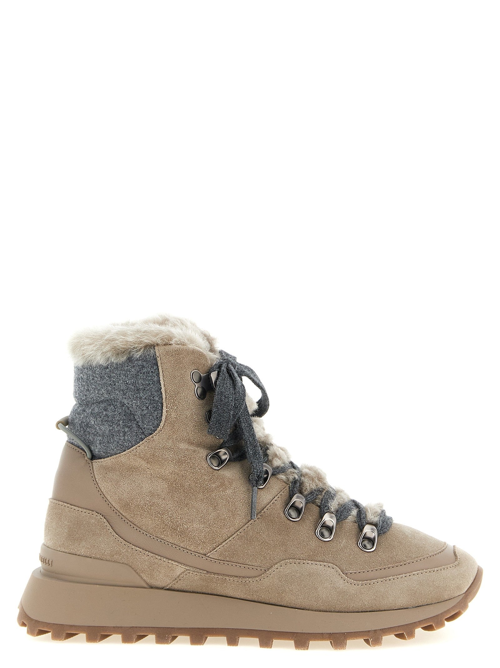 Brunello Cucinelli Lace up Ankle Boots Beige
