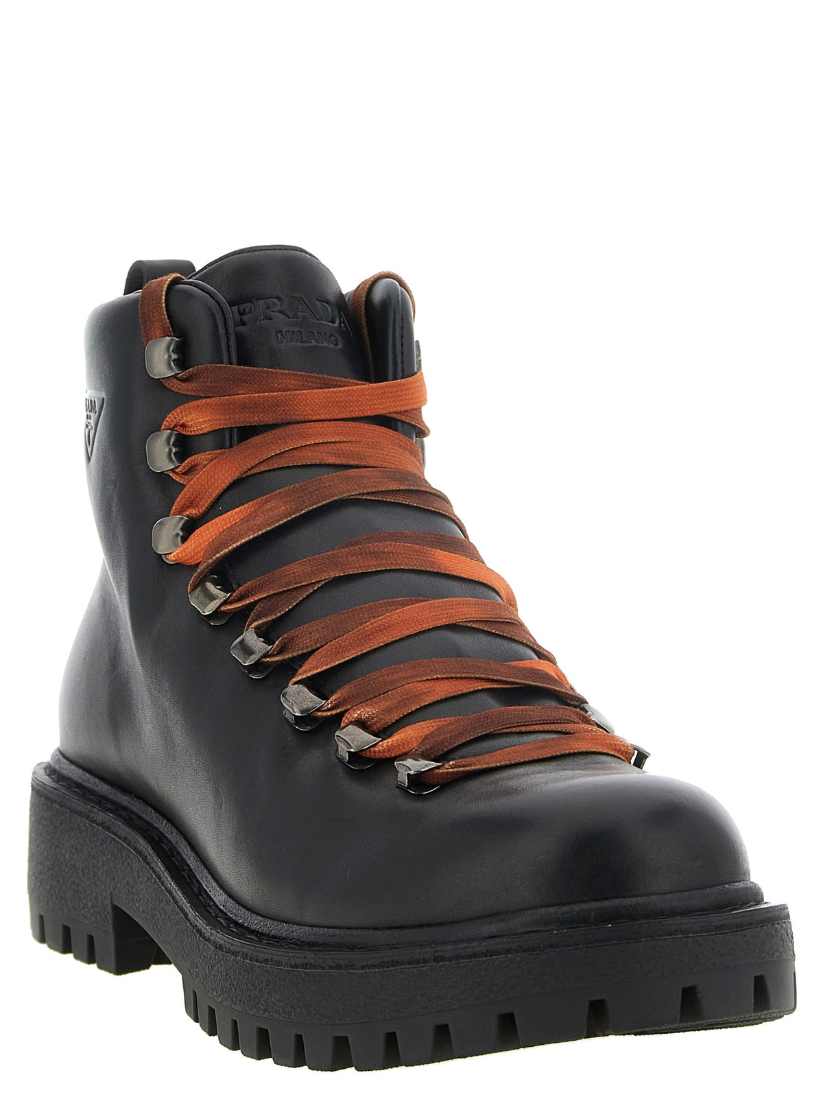 PRADA Lace up Ankle Boots Black