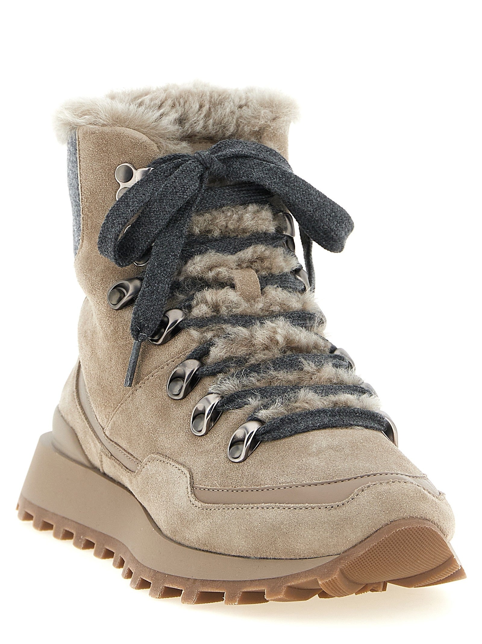 Brunello Cucinelli Lace up Ankle Boots Beige