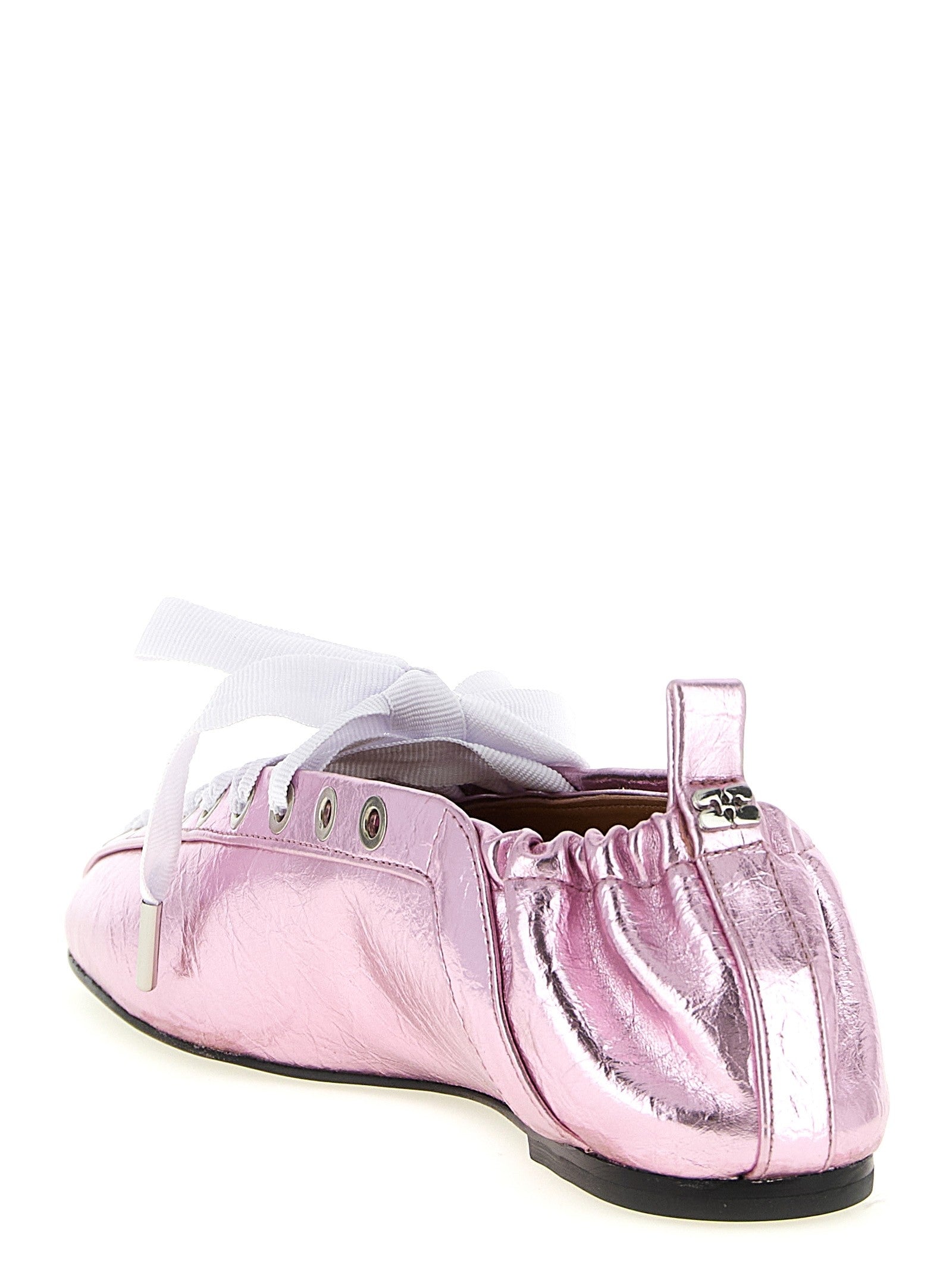 Ganni Lace up Ballet Flats Blue