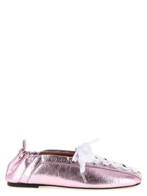 Ganni Lace up Ballet Flats Blue