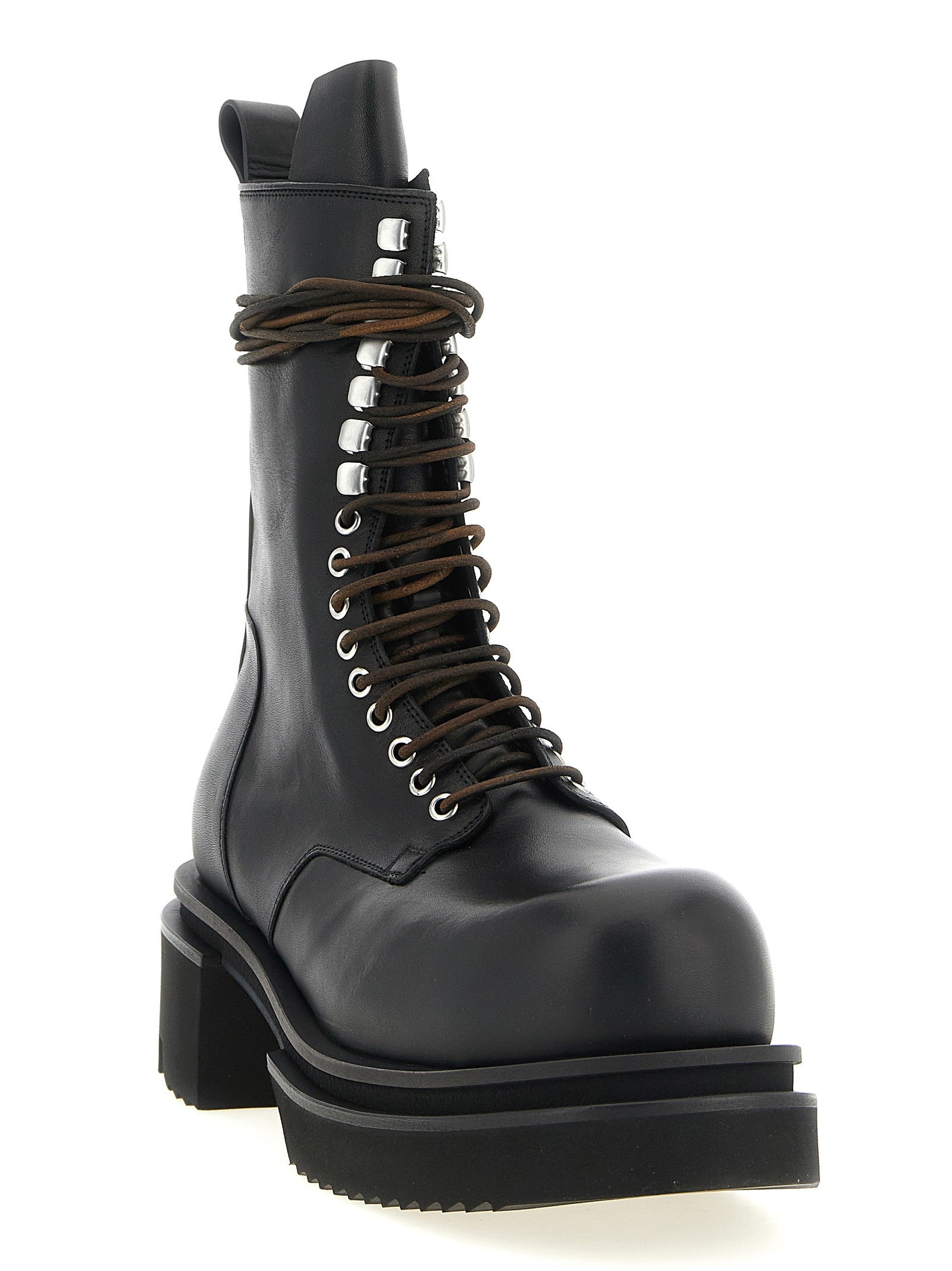 Rick Owens Lace up Bogun Combat Boots Black