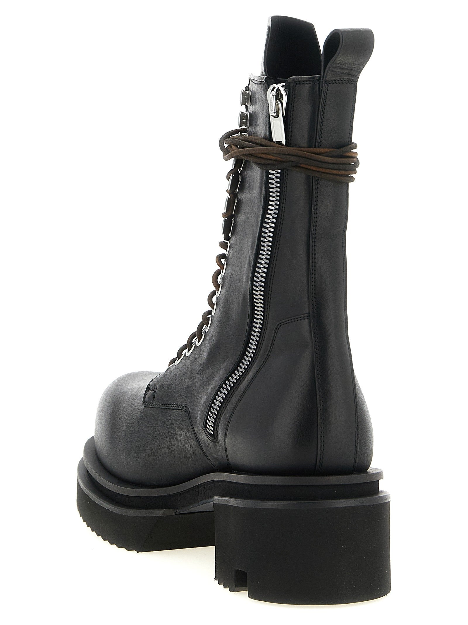 Rick Owens Lace up Bogun Combat Boots Black