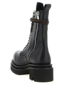Rick Owens Lace up Bogun Combat Boots Black