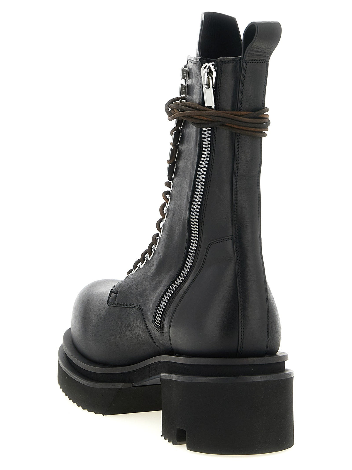 Rick Owens Lace up Bogun Combat Boots Black, view 3