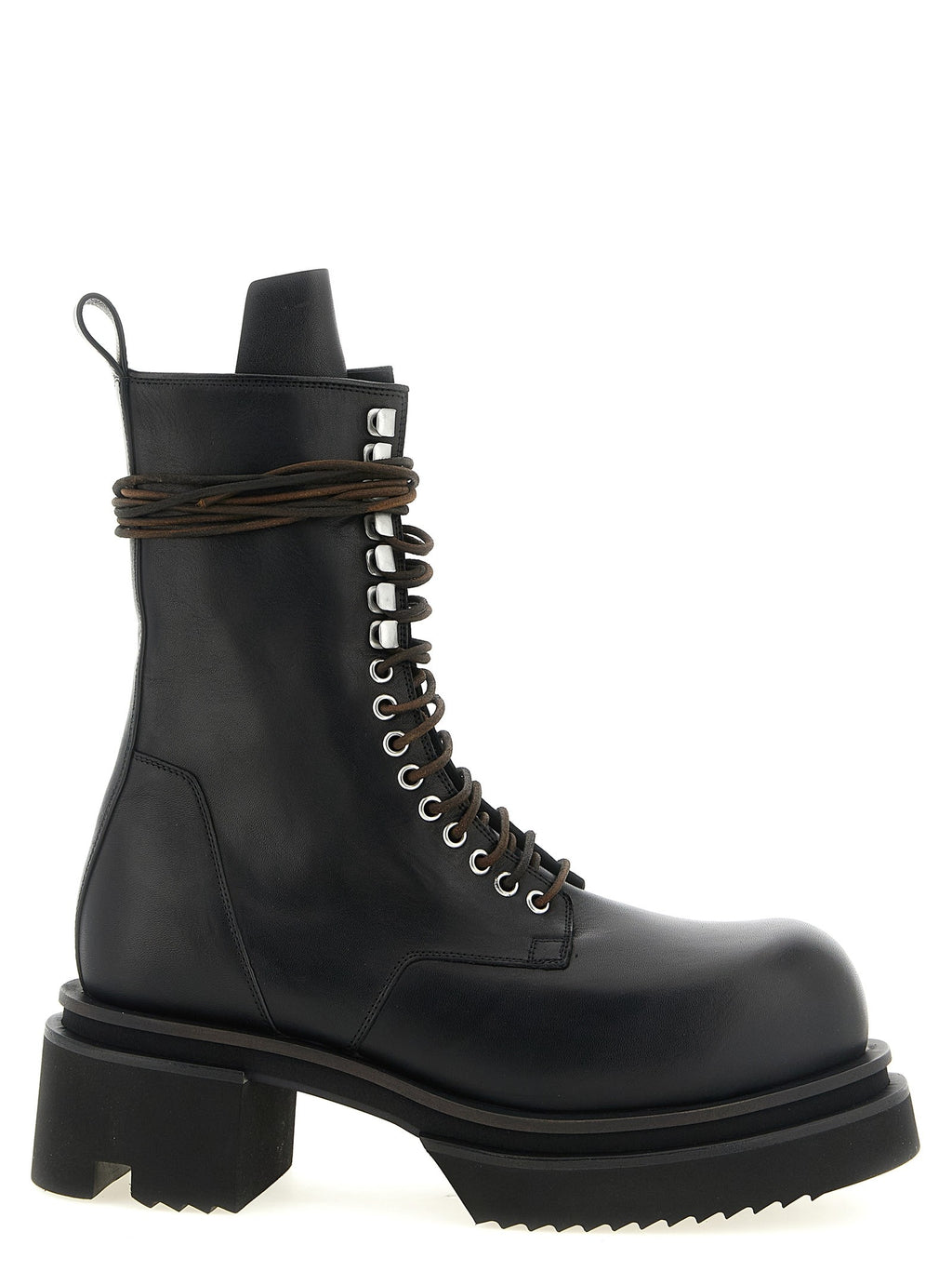 Rick Owens Lace up Bogun Combat Boots Black