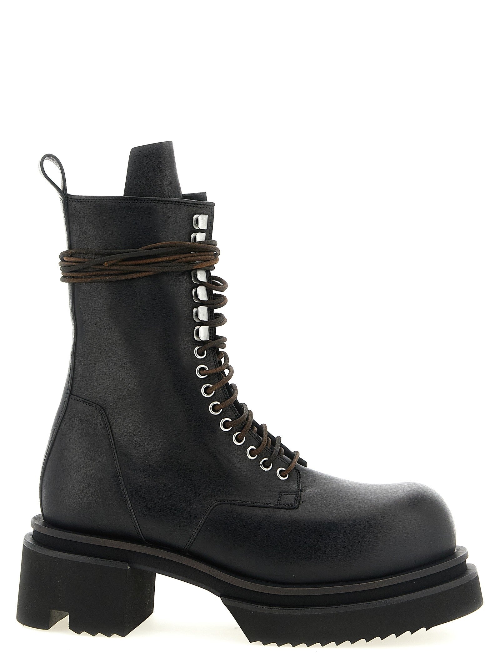 Rick Owens Lace up Bogun Combat Boots Black