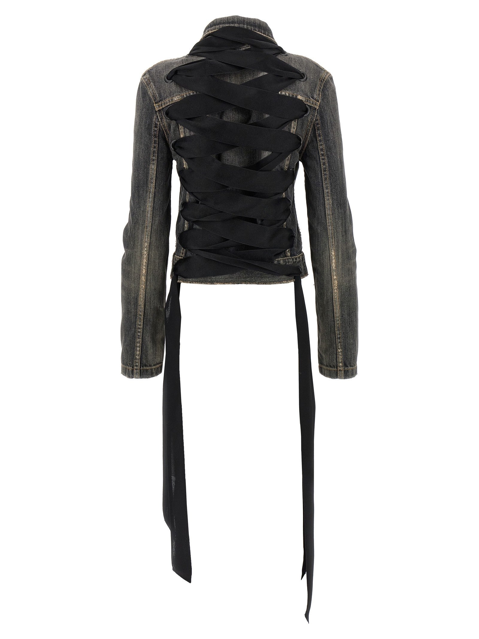 Balenciaga Lace up Denim Jacket Grey