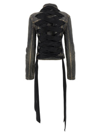Balenciaga Lace up Denim Jacket Grey